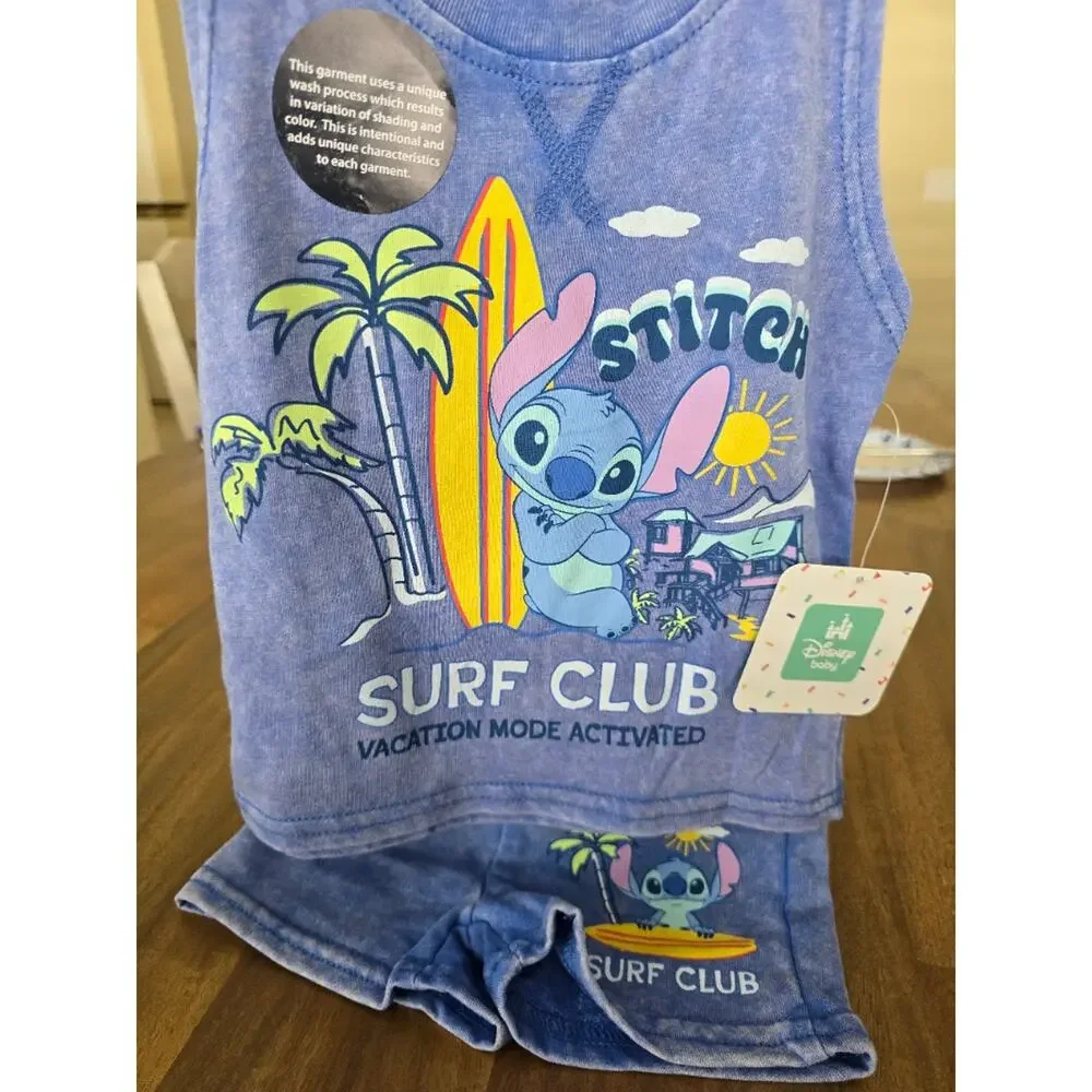Disney Stitch Baby Boys Sleeveless Graphic Tank Top and Shorts 24 Months